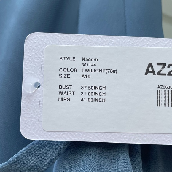 🥒 Azazie NWT Naeem A-Line Maxi Chiffon Bridesmaids Dress Slate Blue Ruffle 10 - Picture 11 of 13